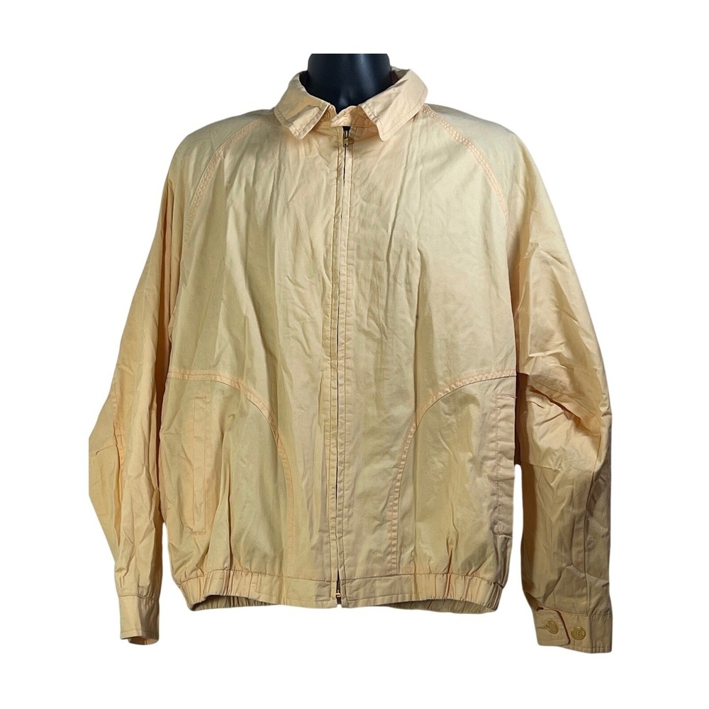 Salmon River Traders Yellow Bomber Jacket Lightweight Zip Up Size L vtg Y2K